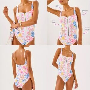 Lilly Pulitzer Size 6, Emil One Piece Swimsuit with Gold Zipper